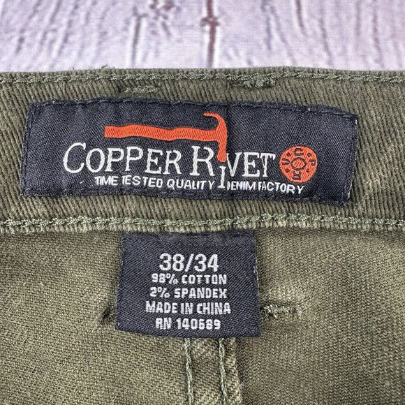 Copper Rivet Green Mens Denim 38x34  Distressed Jeans - Picture 5 of 11